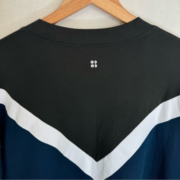 Sweaty Betty Womens Colorblock Chevron Sweatshirt Size S Pullover Blue Black - Picture 6 of 6